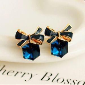 Jewelry - 3/35 New Blue Cubic Zirconia Bow Stud Earrings Jewelry - 3/35 New Blue Cubic Zirconia Bow Stud Earrings